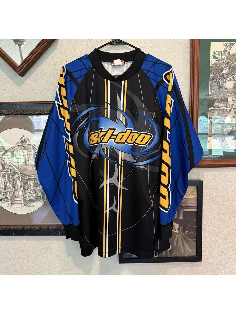 Vintage 90s RARE Ski Doo Snowmobile Racing Jersey Ski Snow Bombardier Sz Medium